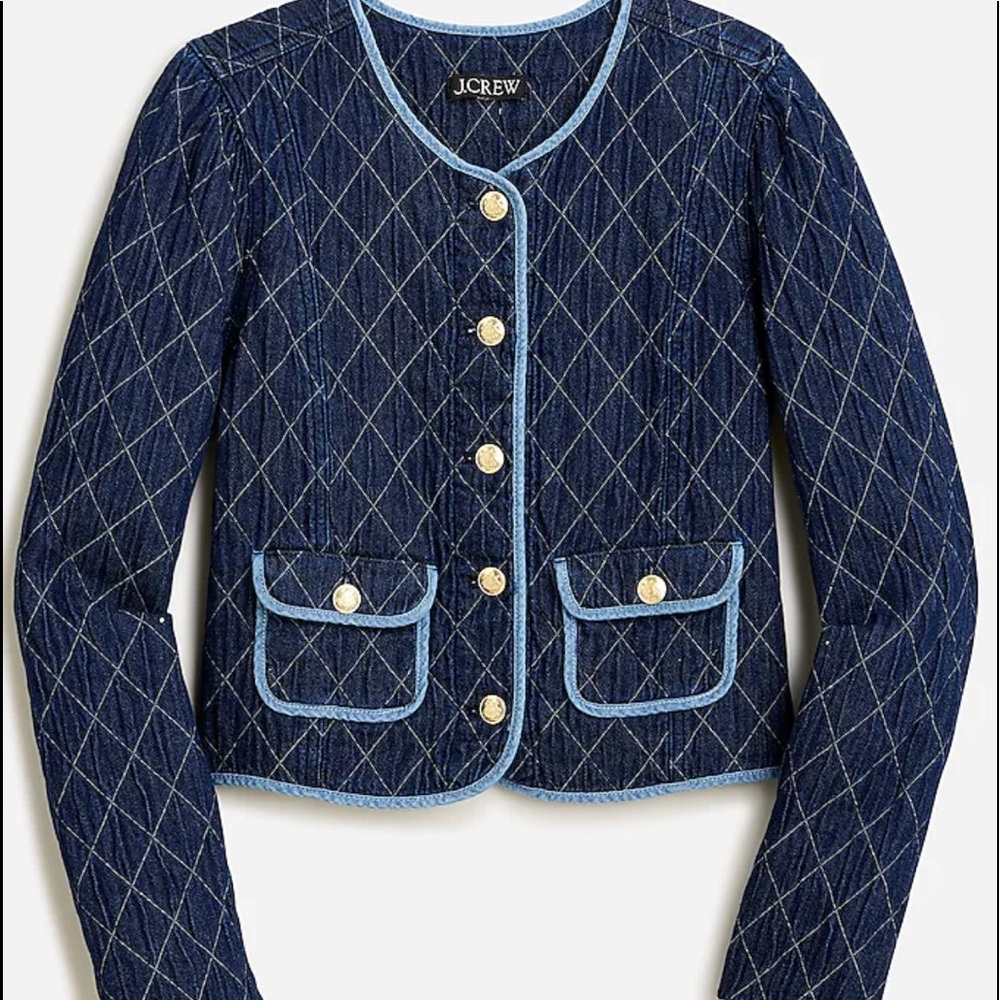J CREW quilted denim jacket. New with tags!